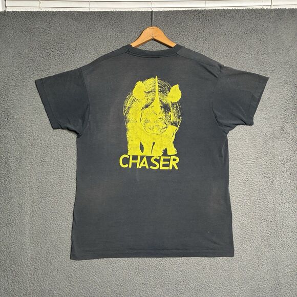 Vintage 80s Rhino Nature Fade T-Shirt Men’s XL Faded Black Distressed Burnout - Picture 2 of 11